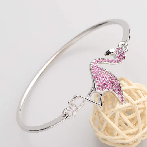 Vista 2 de BNQL Pulsera de flamenco con texto en inglés Be a Flamingo in a Flock of Pigeons