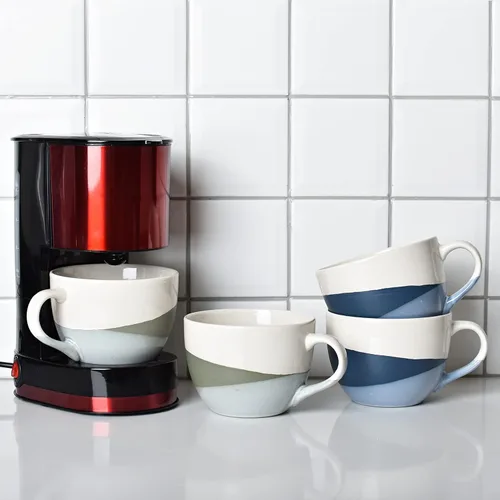 Vista 7 de Bosmarlin Juego de 2 tazas grandes de cerámica para café con leche, tazas de sopa jumbo para oficina y hogar, 18 onzas, aptas para lavavajillas