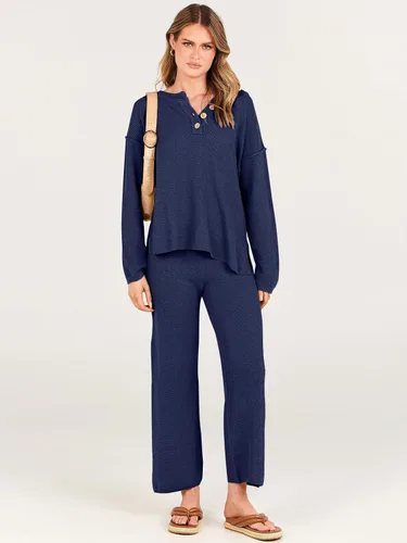 Vista 7 de ANRABESS Conjunto de 2 piezas para mujer, conjunto de suéter holgado holgado de punto de gran tamaño, conjunto de ropa de descanso a juego de moda