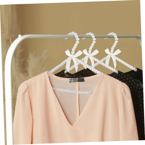 Vista 4 de Percha de perlas de plástico para trajes, perchas sin rastro, colgadores de ropa de secado de aire, colgador de vestido de novia, perchas