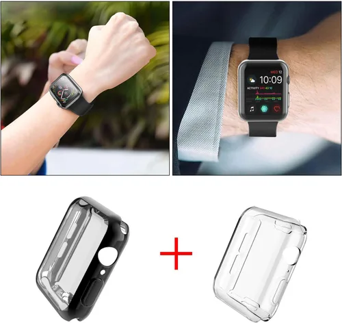 Vista 5 de JULK - Funda protectora general suave de TPU HD ultrafina para iWatch SE 3 (2025) / Series SE / 6/5 / 4, paquete de 2 unidades [Paquete de 2]