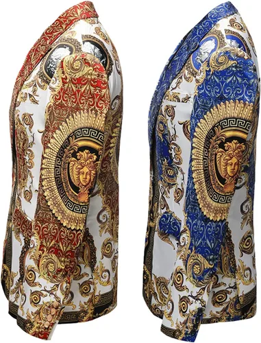 Vista 2 de Chaqueta de traje para hombre, chaqueta deportiva de negocios, chaqueta de esmoquin floral, traje bordado con solapa para fiesta