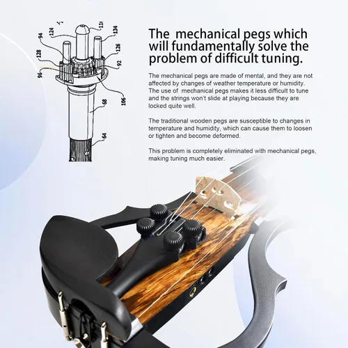 Vista 3 de Violín eléctrico premium de fibra de carbono tamaño completo 4/4, violín eléctrico profesional para adultos, adolescentes, principiantes, kit