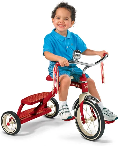 Vista 7 de Radio Flyer Classic Triciclo rojo, para edades de 2 a 4 años, rueda delantera de 10 pulgadas, campana