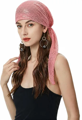 Vista 16 de ZLYC Gorro de quimioterapia para la cabeza preatado, gorro ligero para Verde (Lace Green)