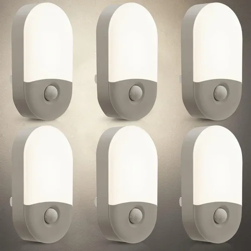 Vista 14 de L LOHAS LED Luz nocturna con sensor de movimiento, mini luces nocturnas activadas por movimiento, enchufar a la pared, luz giratoria con sensor
