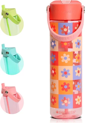 Vista 29 de Elemental Botella de agua Splash con pajilla, botella de agua reutilizable de plástico Tritan sin BPA con correa, ideal para viajes, gimnasio