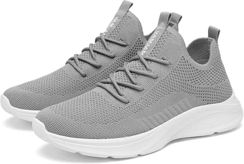 Vista 4 de VAMJAM Tenis de correr para hombre ligeros transpirables de punto volador de malla con cordones para caminar entrenamiento casuales deportivos