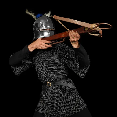 Vista 5 de Coif de malla medieval caballero renacentista armadura de malla capucha vikinga LARP 16 calibre Negro