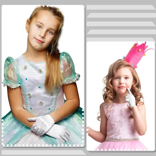 Vista 6 de Hicarer 6 pares de guantes de satén blanco para niños, guantes de disfraz de Halloween, guantes de satén elásticos para niños, guantes formales