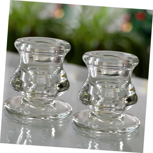 Vista 6 de Housoutil Juego de portavelas de cristal con base ponderada para decoración y eventos