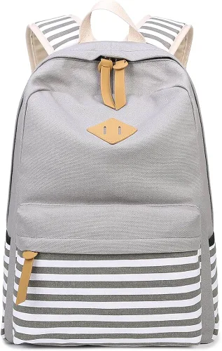 Vista 2 de Abshoo - Mochila de lona a rayas mochilas de adolescentes para niñas mochila escolar