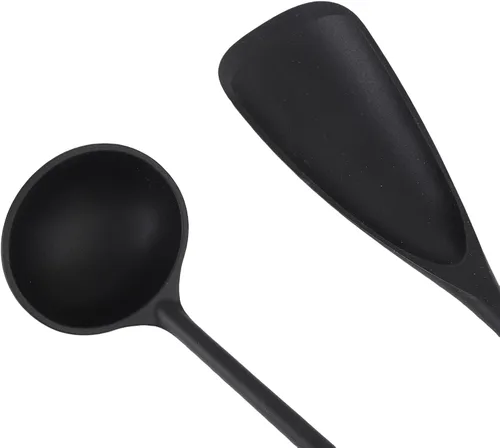 Vista 7 de Juego de utensilios de cocina de 7 piezas, espátula antiadherente de silicona a prueba de calor, espátula, cuchara con mango de madera para freír