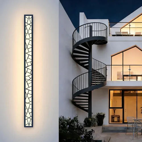 Vista 12 de Luces de Pared al Aire Libre 30cm Apliques de Pared Modernos LED Apliques de Pared Largos Luz de Porche Frontal Negra Impermeable Luz de Pared LED