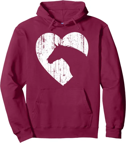 Vista 12 de Sudadera con capucha con estampado gráfico ecuestre y silueta de corazón de caballo para vaquera, Negro, S
