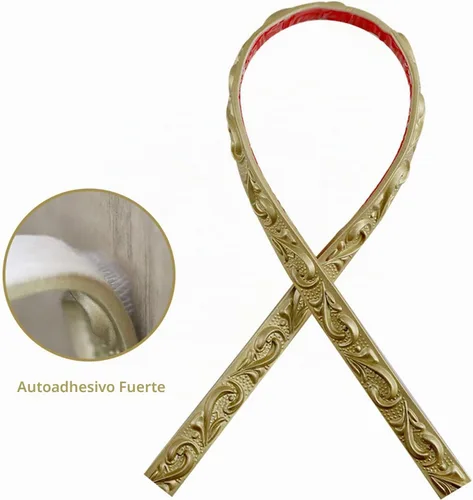 Vista 4 de Moldura de pared flexible autoadhesiva de 16.4 x 0.8 pulgadas, para paredes, marcos, bordes, marcos de ventana, azulejos en muro (oro champán)