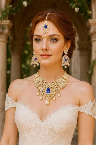 Vista 2 de Touchstone Joyería india bollywood para mujer, conjuntos de collar de declaración de boda, adornos nupciales reales grandes, grandes, declaración