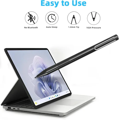 Vista 7 de Lápiz óptico para Microsoft Surface Pro 12/11/10/9/8/7/6/5/4/Go, presión 1024 Rechazo de palma No requiere Bluetooth Puntas reemplazables Botones