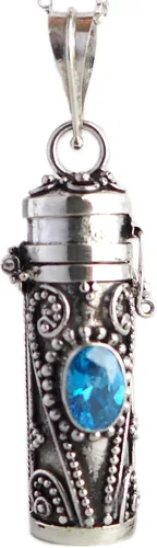 Vista 12 de Bali hecho a mano de plata esterlina tubo Locket colgante 20" collar JP92