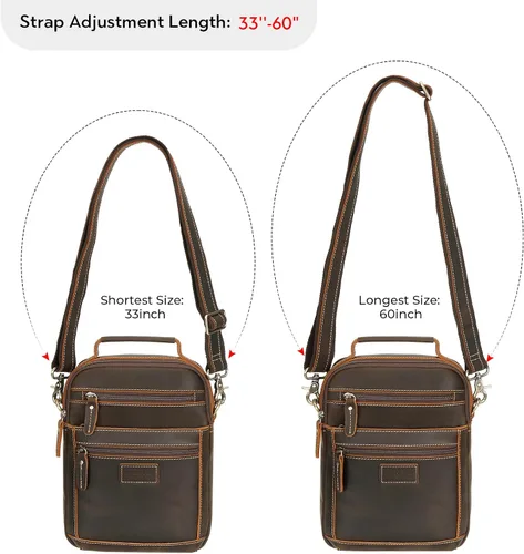 Vista 6 de Polare - Bolso de mensajero de cuero italiano de grano completo, estilo vintage, bolso cruzado al hombro, estilo casual, bolso de negocios