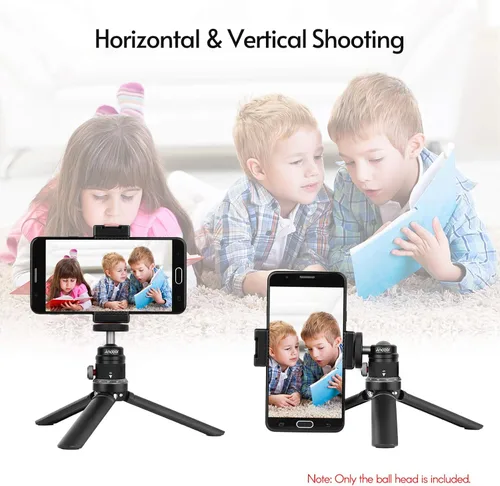 Vista 2 de Andoer DSLR - Cabezal de bola de trípode de aleación de aluminio, montaje panorámico de 360° giratorio de 180° con base escalada, montaje universal