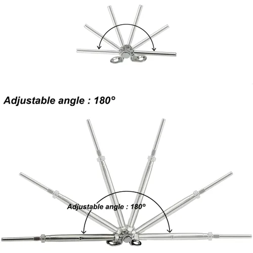 Vista 4 de Accesorios de barandilla de cable, kit de barandilla de cable de 12 pares, para sistema de barandilla de cable de 1/8 pulgadas, ángulo ajustable