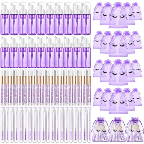 Vista 10 de Zhehao Kit de 80 Piezas de Cepillos para Botellas de Champú de Pestañas, 20 Dispensadores con Bomba de Espuma, 20 Cepillos de Champú para Pestañas