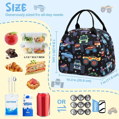 Vista 5 de CAMTOP Bolsa de almuerzo para niños, bonita lonchera aislada para niños y niñas, loncheras a prueba de fugas para la escuela