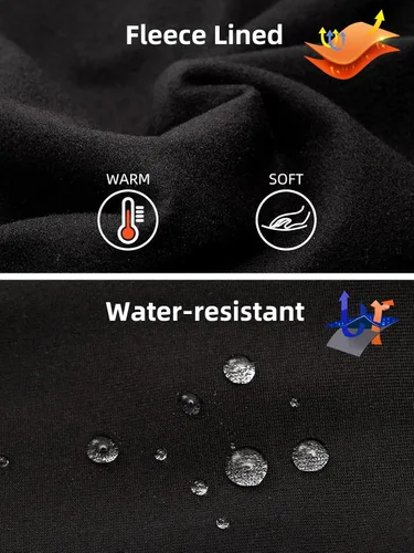 Vista 4 de MELOO Men's Fleece Lined Pants - Water Resistant Sweatpants Hiking Warm Joggers Winter Workout Pants Zipper Pockets