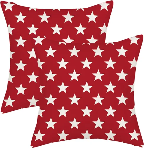 Vista 35 de Juego de 2 fundas de almohada para el 4 de julio, 16 x 16 pulgadas, Día de la Independencia, Día de los Caídos, decoración al aire libre, almohadas