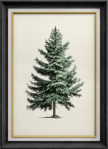 Vista 25 de MUDECOR Lienzo enmarcado prémium para pared, pinos nevados en bosque de invierno, ilustraciones modernas, arte contemporáneo, escénico, divertido