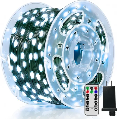 Vista 13 de BrightChristmas Luces de Navidad de 600 LED de 196 pies, tira de luces impermeables para exteriores con control remoto y temporizador, luces