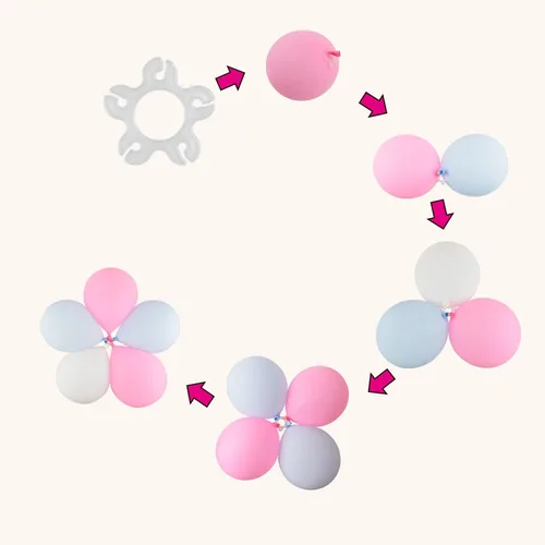 Vista 5 de Miliocry 100 clips de arco de globos, clips de globo reutilizables para arco de globos, suministros de globos de plástico para soporte, clips