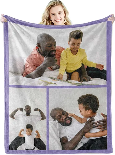 Vista 27 de Youltar Regalos personalizados para el día de la madre para mamá, manta de fotos personalizada de hija e hijo, 6 collages de fotos de 30 x 40