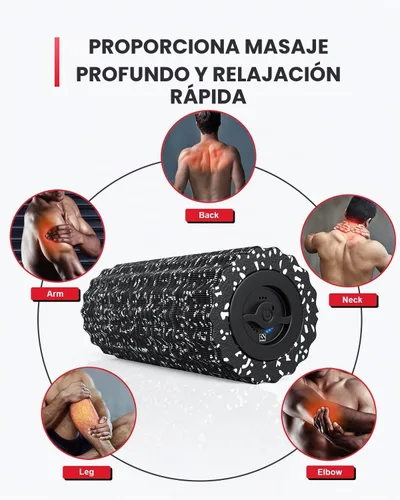 Vista 3 de FITINDEX Rodillo de espuma vibratoria para ejercicio,4 velocidades de Negro