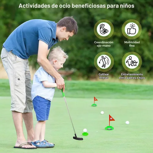 Vista 5 de Juego de palos de golf para niños pequeños, juguetes retráctiles