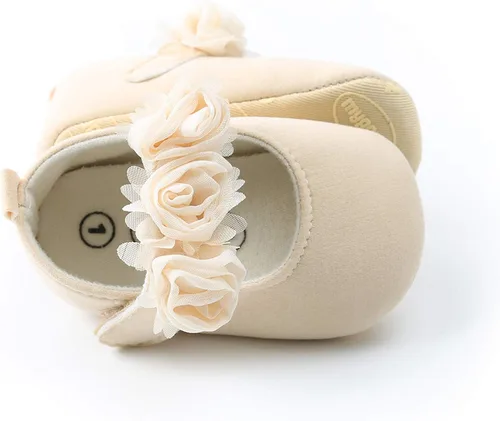 Vista 6 de myppgg Zapatos planos Mary Jane para bebé niña, con lazo brillante, vestido de princesa, zapatos de cuna antideslizantes para niños pequeños que