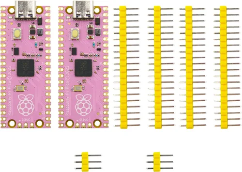 Vista 9 de 2 piezas de placa microcontrolador Raspberry Pi Pico con interfaces digitales flexibles Basado en chip RP2040 Procesador ARM Cortex M0+ de doble