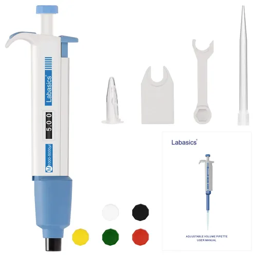 Vista 7 de Labasics Controlador de pipeta de canal único, pipeta de micropipeta de volumen variable ajustable con cono de punta reemplazable para investigación