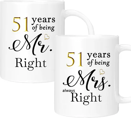 Vista 10 de Juego de 2 tazas de café para el 10º aniversario, regalos de boda para parejas, padres, hombres, mujeres, marido, esposa, él, ella, caja de regalo