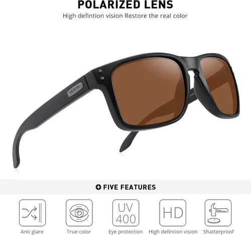 Vista 5 de OLIEYE Gafas de sol polarizadas deportivas para hombre gafas de sol con marco flexible