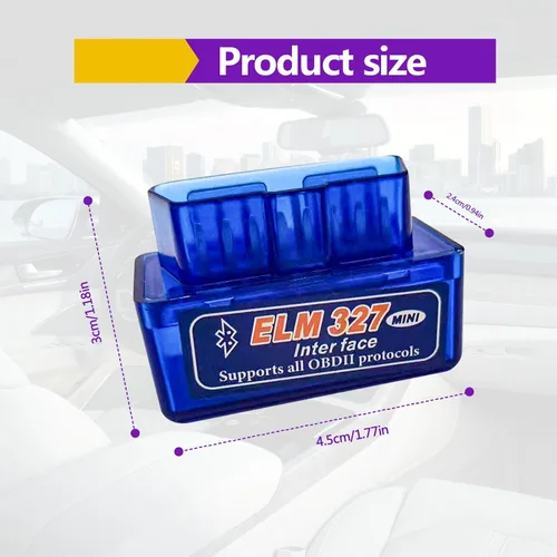 Vista 2 de Mini ELM327 OBDII Escáner de diagnóstico automotriz para coche, herramienta profesional de detección de fallas Bluetooth para coche y lector