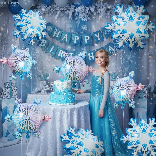 Vista 5 de KatchOn, Globos grandes de copo de nieve – 29 pulgadas, paquete de 8 Globos de invierno para decoraciones de Navidad Decoraciones de copo