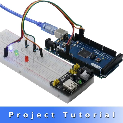 Vista 4 de Kit completo de iniciación de proyectos electrónicos STEM para Arduino con Mega2560, LCD1602, servo, motor paso a paso, sensores, tabla de pan