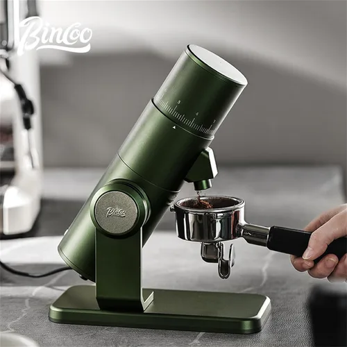 Vista 9 de Bincoo DM01 Molinillo de café eléctrico con ajuste continuo, molinillo de café de rebabas de acero inoxidable con cepillo y soplador superior