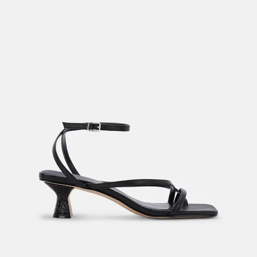 Vista 2 de Juliet Holy Sandalias con tiras para mujer, tacón de gatito, puntera abierta, correa al tobillo, sandalias de tacón para boda y fiesta de verano