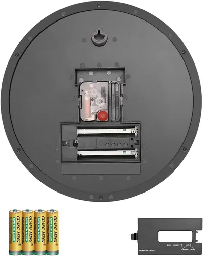 Vista 4 de Reloj de pared analógico de 12 pulgadas, silencioso, sin tictac, reloj de pared grande de cuarzo con LED nocturno, reloj de pared decorativo a