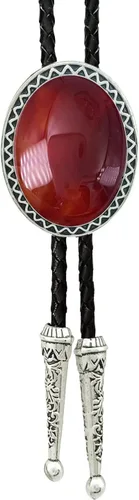 Vista 7 de SELOVO Genunie - Corbata de cuero con diseño de bolo nativo occidental Negro