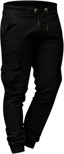 Vista 4 de WENKOMG1 Pantalones cargo para hombre, longitud hasta el tobillo, pantalones ajustados para correr, pantalones deportivos de tiro bajo transpirables