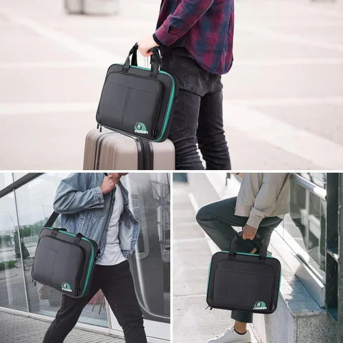 Vista 4 de PEKREWS Funda para pelotas de billar, bolsa de transporte acolchada de billar, caja de almacenamiento de viaje con asa de transporte y correa